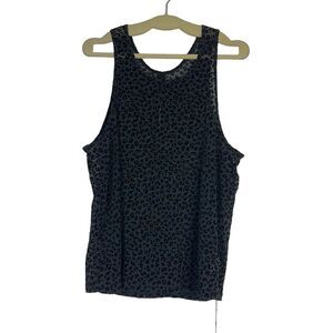 ZYIA Active Athleisure Semi Sheer Tank Top Black Leopard Women's Size XL NWT